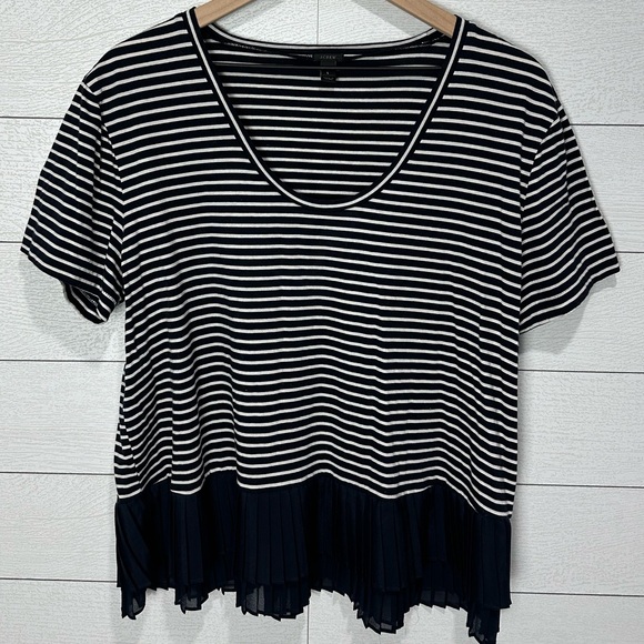J. Crew Tops - J Crew Navy/White Stripe Top Size Large